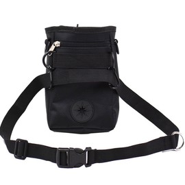 Millya Zippered Dog Walking Treat Bag with Adjustable Belt Black