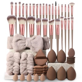 Generic Professional Makeup Brush Set, 54 Pieces, Makeup Brushes, Sponges, Puffs, Headband, Cleaning Bowl