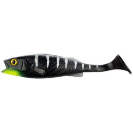 LMAB Perch Shad 7 cm, 9 cm, 11 cm, 14 cm, 18 cm, 23 cm KÖFI - Rubber Fish Fishing Lure, Artificial Bait, Soft Bait for Pike Fishing, Bass Fishing, Pike Bait (11 cm - Black Tiger)