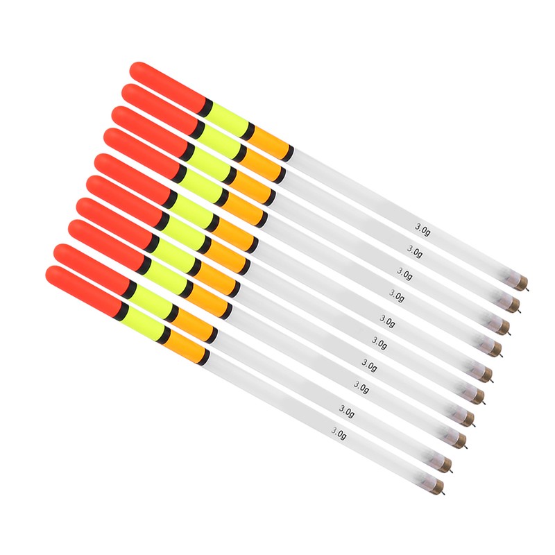 10 pcs Durable Plastic Fishing Floats Bobber Stick Tube Multi