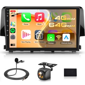 4GB+64GB Android Stereo for Honda Civic 2016-2021 Radio Upgrade 9 Inch IPS Touch Screen Head Unit, Driauto Car Stereo with Wireless Carplay Android Auto GPS WiFi DSP Bluetooth FM RDS Backup Camera