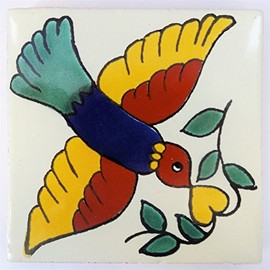 Ceramic Mexican Tile - 10.5cm- Handmade and Ethically Traded by Tumia LAC - Individual Tile