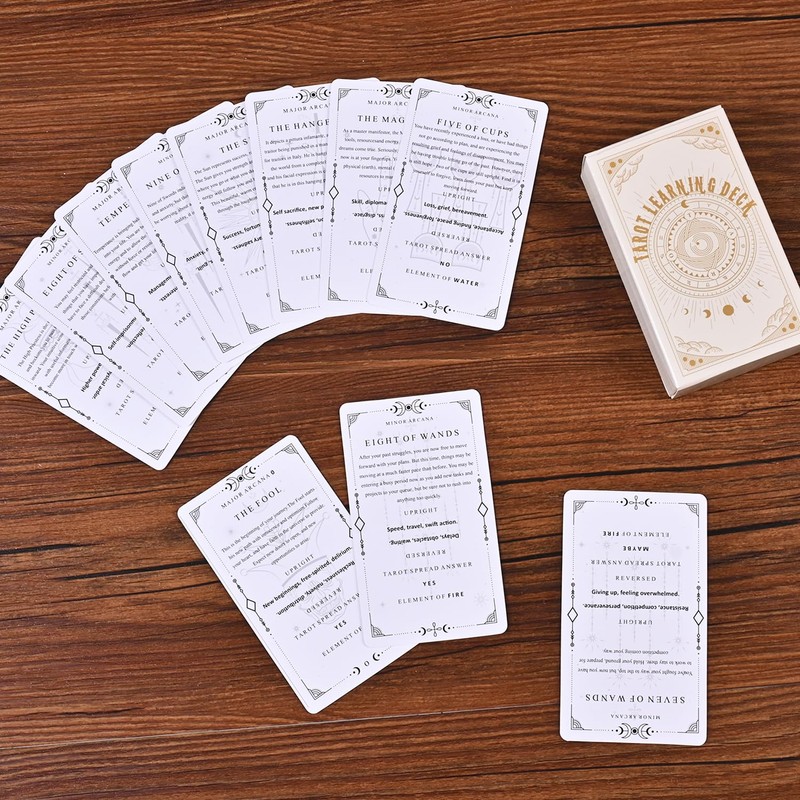 GINCEVHY 78 Clear Text Pattern Tarot Cards, Classic Tarot Learning