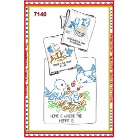 7140 Embroidery  Blue Birds Motifs Iron-on Transfers with Phrases pattern