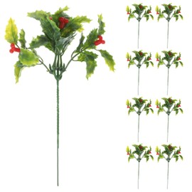 LIFKOME 12pcs Plants Berry Picks Berries Outdoor Decor Shrub Holly Branches Christmas Leaves Stem Christmas Greenery Outdoor Christmas Decor Decorative Fake Flowers Artificial Rose HIPS