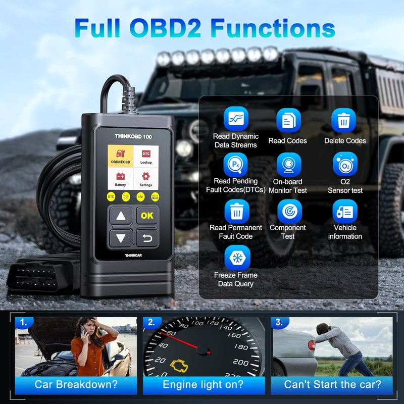 THINKCAR OBD100 Universal Car Engine OBD2 Code Reader, Full OBD2