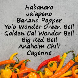 8-Pack Non-GMO Heirloom Pepper Seed Collection – Sweet and Hot Varieties Including Anaheim, Habanero, Banana Pepper, Bell Pepper, Jalapeño, Cayenne, and Green Pepper Seeds