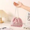 RSRSLEII Small Cotton Quilted Drawstring Makeup Bag, Cute Coquette Cosmetic