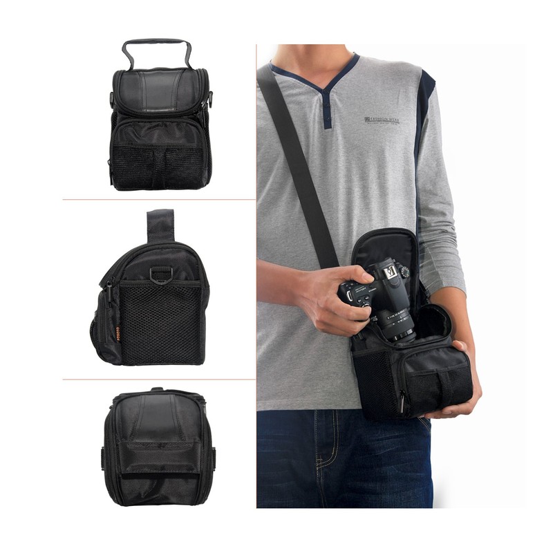 FOSOTO Waterproof (With Waterproof Cover) Black Camera Bag for Canon
