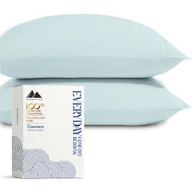 Mayfair Linen 100% Organic Cotton Percale Pillow Cases Standard/Queen Size Set of 2 - Percale Pillowcases Standard/Queen, Soft Cooling Pillow Cases for Sleeping, Cotton Pillow Covers - Sea Foam