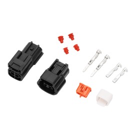 INFINAUTO 2 Pin Engine Water Temperature Sensor Connector Plug, 2.2mm Series Male Female Wire Terminal Connector for Nissan Plastic Copper Black, 1 Set