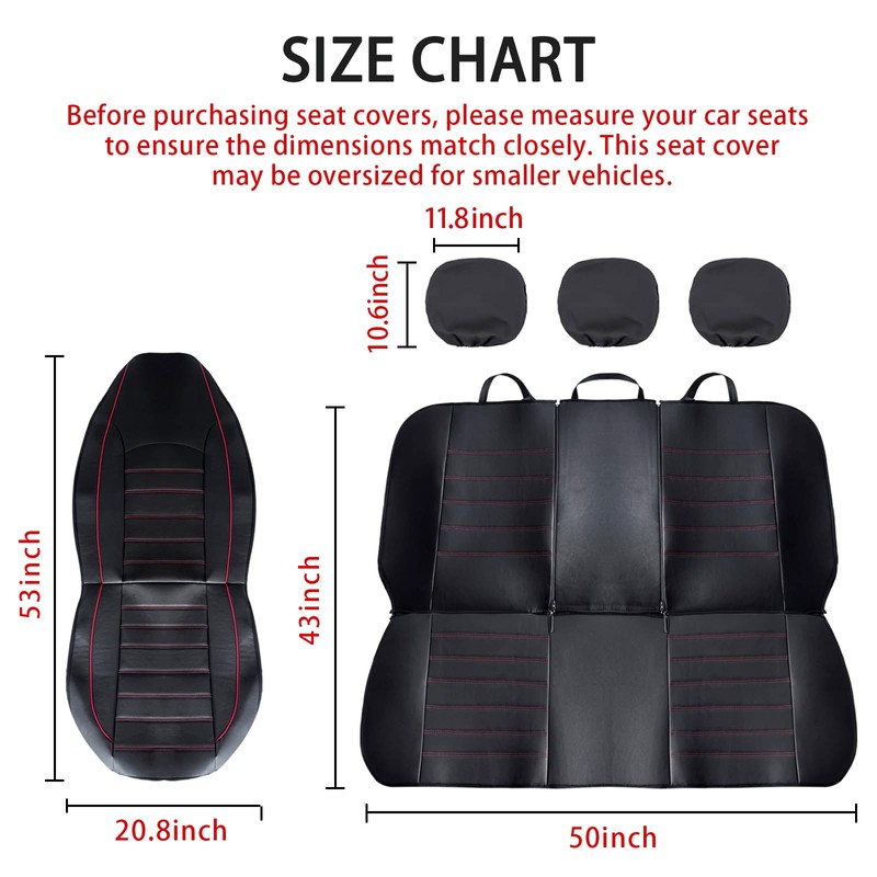 TOYOUN Classic Universal PU Leather Car Seat Covers Full Set
