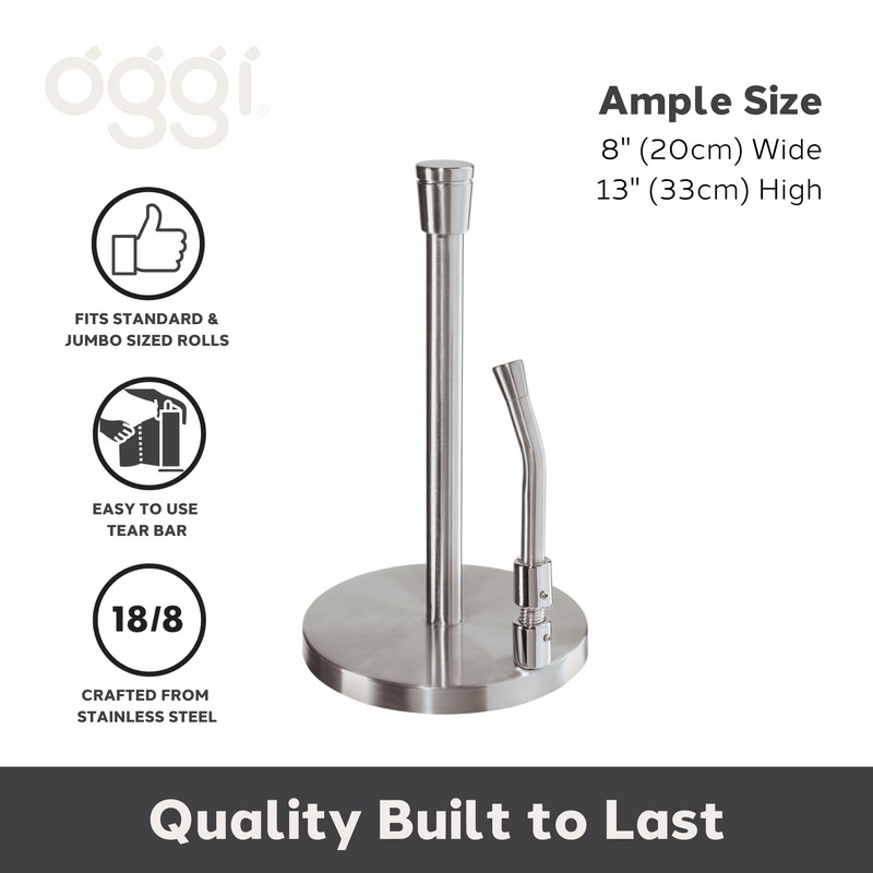 OGGI Stainless Steel Paper Towel Holder - with Tension Arm