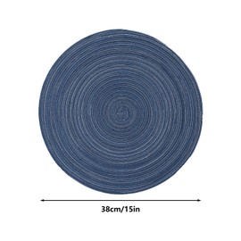 Round Placemats Set of 6, Heat Resistant, Non-Slip Washable Dining Table Runners for Kitchen Tables and Interior Decor, 15-Inch, Blue