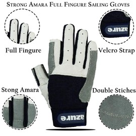 Strong Amara Navy Blue Sailing Gloves Enforced Palm Breathable Glove For Boating, Fishing, Kayaking, Canoeing, Skiing, Riding, Running, Hiking, Indoor-Outdoor Full Fingered XSmall-XXLarge (Large)