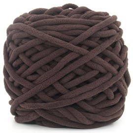Chunky Chenille Yarn for Crocheting,Coffee Brown Fluffy Velvet Plush Yarn Thick Soft Chunky Chenille Yarn Baby Blanket Yarn for Crocheting Knitting Beginners 100g(Coffee Brown)
