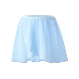 boruizhen Ballet Skirt Pull On Ballet Wrap Skirt Chiffon Dance Skirts with Elastic Waistband for Girls Women Blue L