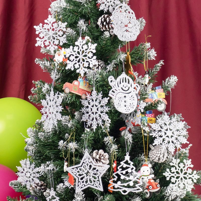 Christmas Tree Decorations, Snowflake Christmas Tree Pendant Hanging Ornaments, Reusable