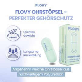 Flovy Foam Earplugs in (Turquoise) - 2 Soft Ear Plugs for Sleeping & Noise Protection - Sleep Earplugs with Hygienic Storage Box - Extra Strong Noise Cancellation 38dB