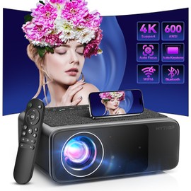 [Auto Focus/4K Support] Projector with WiFi 6 and Native 1080P, HYTOBP LT2 600 ANSI Outdoor Movie Projector, Auto 6D Keystone & 50% Zoom, Bluetooth 5.1, Home Projector for iOS/Android/TV Stick