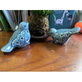 AWOEZ Small Animal Statues, Ceramic Bird Duck Statues, Home Office Decor, Small Decor for Cabinet Shelves Entryway Bookcase TV Stand, Micro Landscape Accessories (Birds), 24-TCBJ