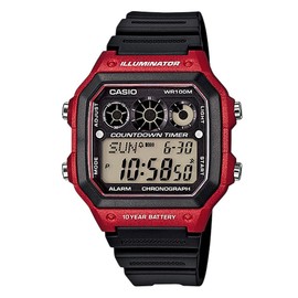 Casio AE-1300WH-4A AE1300WH-4A Sports Digital Black Red Kids Unisex Watch Wristwatch