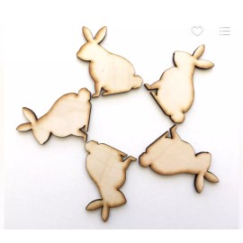 Lightning Laser Cuts Wood Ready to Paint Bunny Shape Crafts Set Of 5