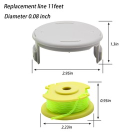 Homhelar AC80RL3 String Trimmer Replacement Spool Line Fits for Ryobi One Plus+18v 24v 40v with AC14HCA String Trimmer Cap Covers Cordless Auto-Feed Twist Single Line (2 Spools+2 Caps)