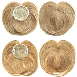 Faringoto Clip on Bangs Blonde,Clip In Bangs Human Hair Bangs,Short Wig with Bangs