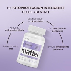 Matter Buddy Sun, Suplemento con Nutroxsun®, Astaxantina y Genisteína. Apoyo Antioxidante y Cuidado Estacional de la Piel desde Adentro, 1 Frasco con 