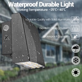 Garrini Dusk to Dawn LED Wall Pack Light, Photocell Sensor for Outdoor Lights, 3 Wattage Options, 3 CCT Options, Wall Light Security Fixture for Backyard, Garage, Warehouse 100-277V, ETL Listed