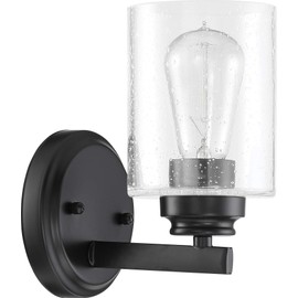 Craftmade 50501-FB Bolden Clear Seeded Glass Wall Sconce, 1-Light 100 Watt, Flat Black