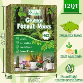 Halatool 9OZ Green Moss for Potted Plants, 12QT Orchid Moss Potting Mix, Forest Moss for Indoor Plants, Indoor Potting Plant Moss for Repotting Terrariums Garden Reptiles