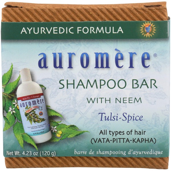 Auromere Ayurvedic Shampoo Bar - Eco Friendly, Handmade, Vegan, Cruelty Free, Natural, Non GMO, All in One Bar for Soap and Shampoo (4.23 oz), 1 pack