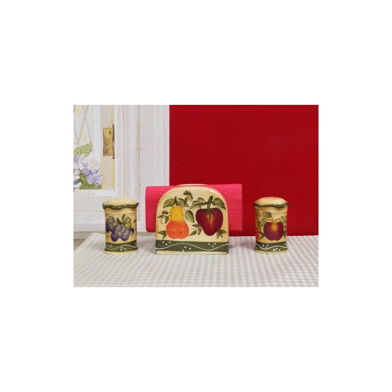 ACK Salt and Pepper Shaker with Napkin holder (Mixed Fruit),