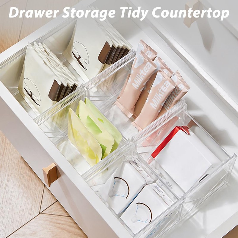 2 x Plastic Tea Box, Tea Storage, Stackable, Clear Tea
