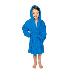 BAGNO MILANO Kids Hooded Plush Fleece Robe, Ultra Soft Cozy Bathrobe for Boys, Girls (US, Age, 14 Years, 15 Years, Blue)