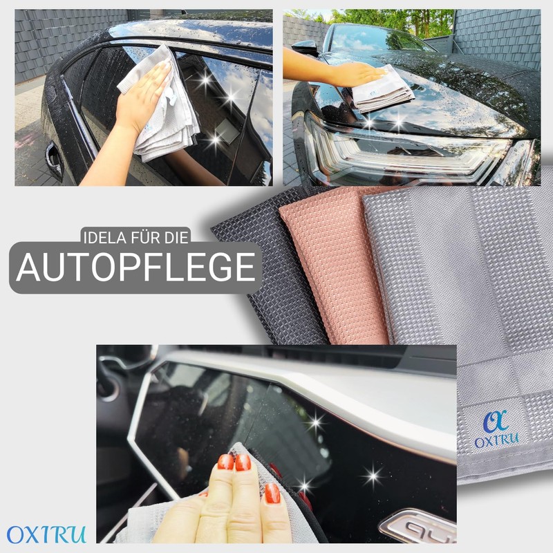 OXIRU Microfibre Cloths 40 x 60 cm Set for Car