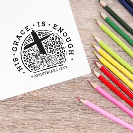 Religious Planner Stamp Self-Inking Motivational Christian Faith Stamper - His Grace Sparkles with Joyful Charm Daily Devotional Journal Bible Study Prayer Organizer Inspiration Accessory 1-5/8