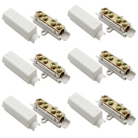 Hoembpn Pack of 6 High Performance Wire Connector Terminals Brass 100A 1000V - Double Screws Cable Connectors, ABS Housing, for 2.5-16 mm² Wire, for Ceiling Lights Switch Electrical Installation