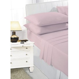 K Collection Percale Easy Care Polycotton Fitted Sheets Single - Double - King - Super King - Pillowcases (Double, Baby (Pink)