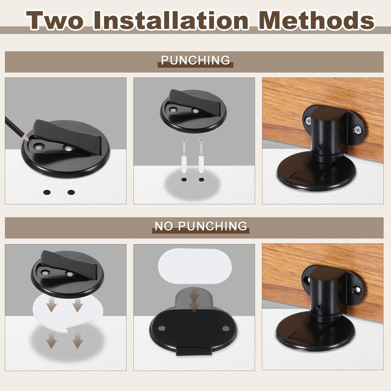 QUARKZMAN Magnetischer Türstopper, leiser magnetischer Bodentürstopper, verstellbarer Bodentürfang mit Klebeband