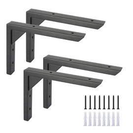 OVOV Heavy Duty Brackets 6inch Set of 4 Wall Mount Triangle Shelf Brackets Black Iron Shelf Brackets with Screws Sturdy Shelf Supports (Black 4pcs) 6inch