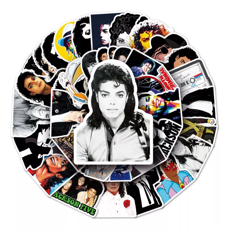 Michael Jackson Rey Pop 50 Calcomanias Stickers Contra Agua