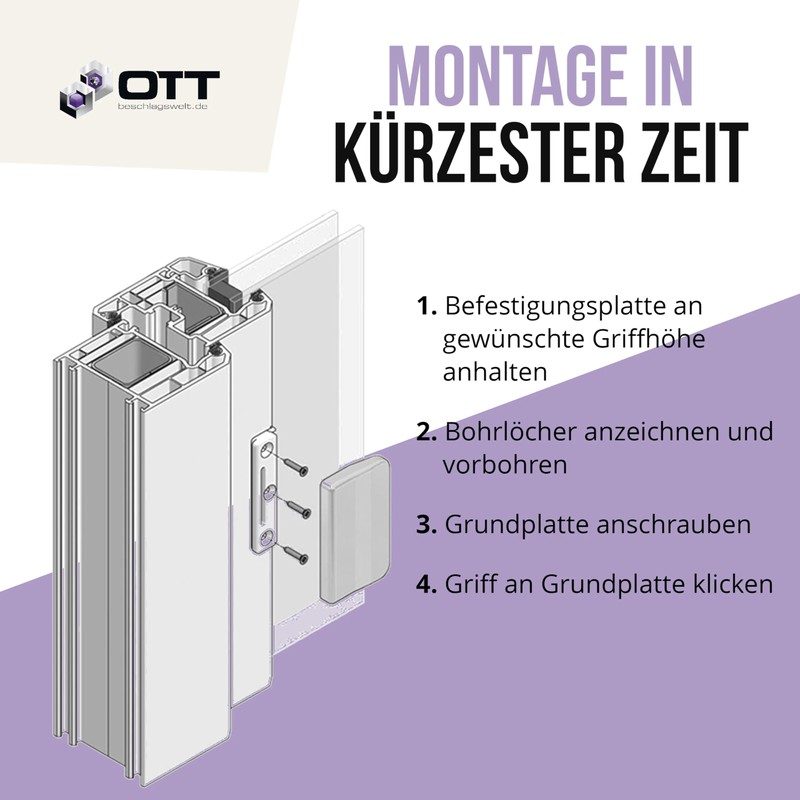 OTT Beschlagswelt GKG BG53 Balcony Door Handle PVC White