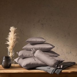 ESTELLA Satin Cushion Cover | Pebble | 15 x 40 cm | Perfect Fit and Practical Zip | Tumble Dry and Silky Shiny Cushion Cover Made of 100% Cotton