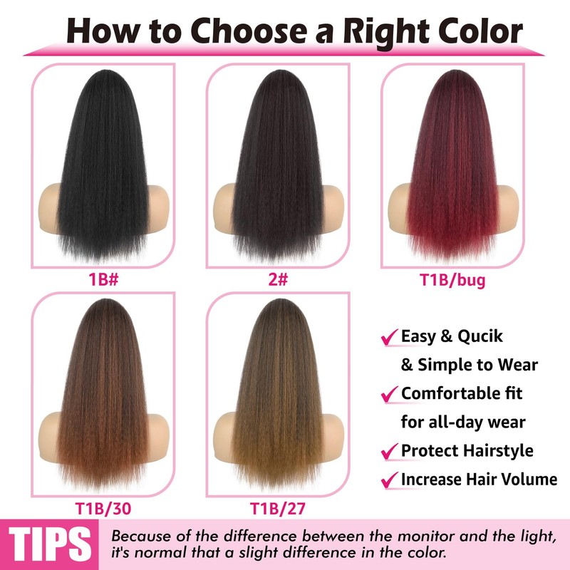 UAmy hair Long Yaki Straight Ponytail Extension for Women 20