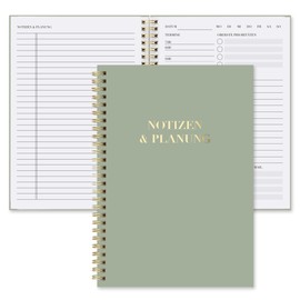 BIROYAL A5 Diary without Date - Spiralbound Daily Planner with Timetable, Notes & Planning for Efficient Task Management, Ideal for School & Office, To-Do List Notebook (Green)
