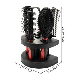 Healthcom Set of 5 Hair Combs Set Professional Salon Hair Cutting Brushes Sets Salon Hairdressing Styling Tool Mirror And Holder Stand Set Dressing Comb Kits for