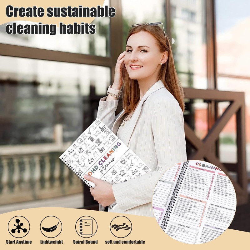 ADHD Cleaning Planner,Cleaning Schedule and Checklist Organizer,Bundle Household Cleaning Schedule